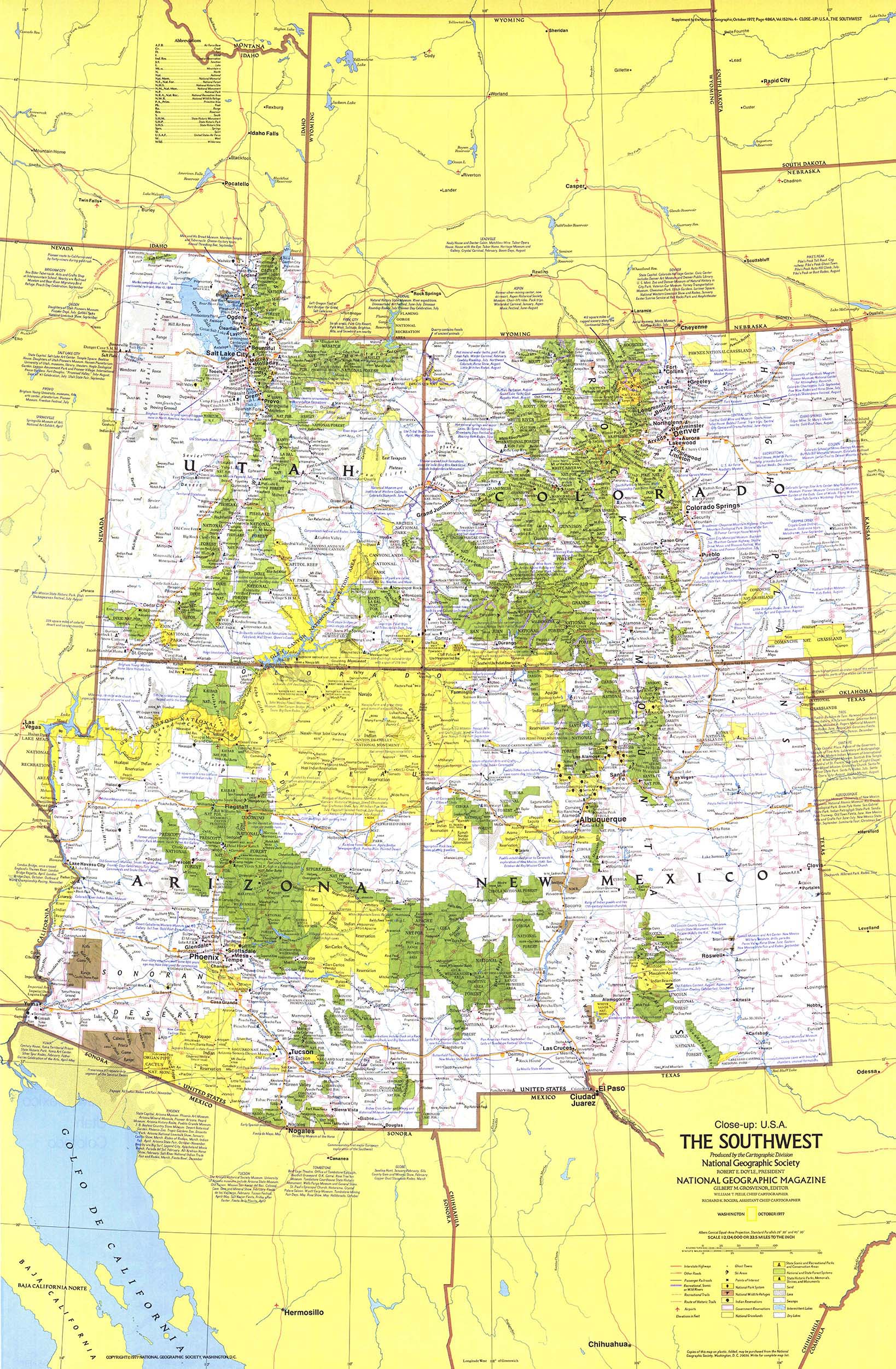 Southwest US 1977 Wall Map by National Geographic - MapSales