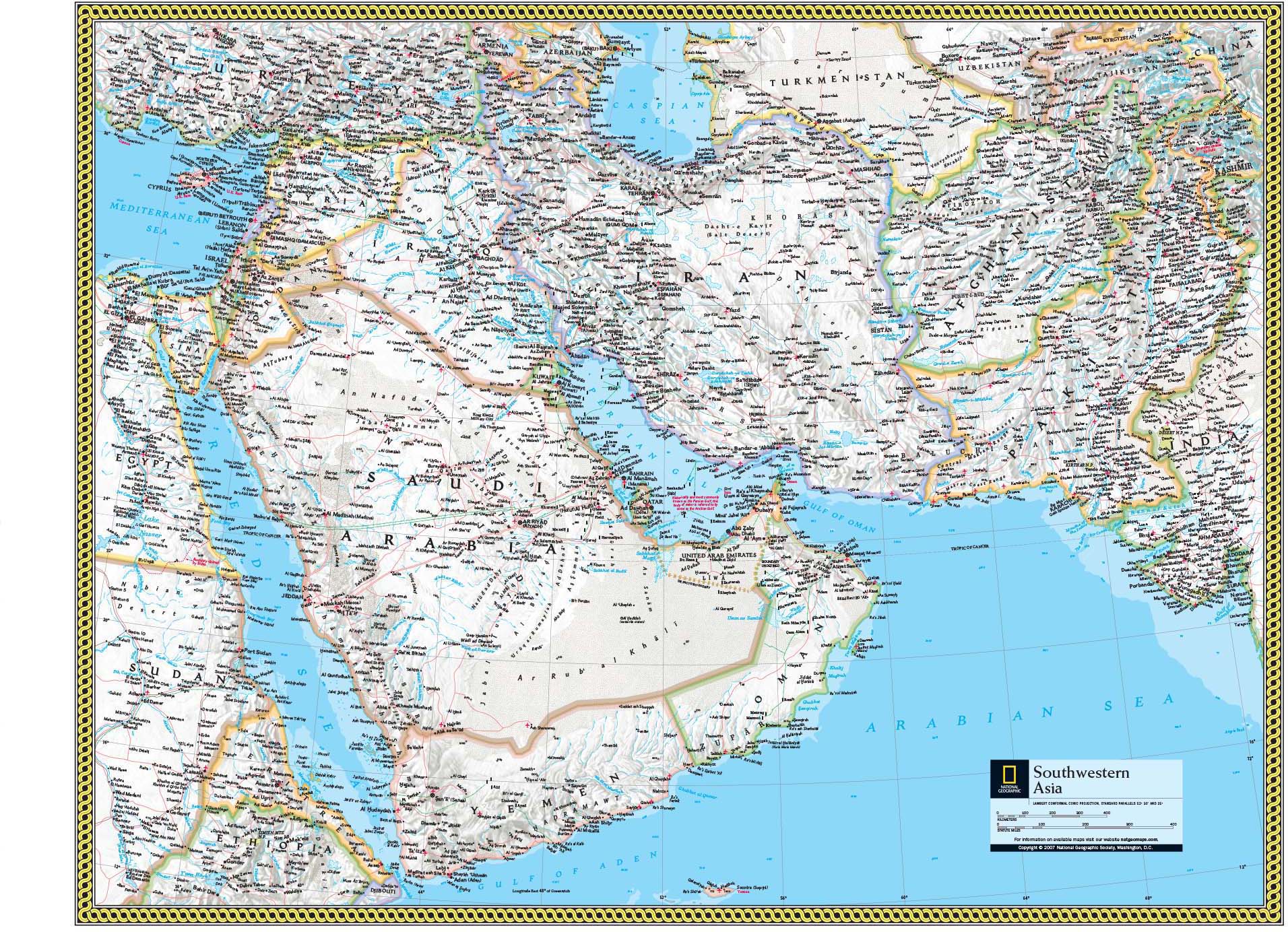 Southwestern Asia Wall Map by National Geographic - MapSales