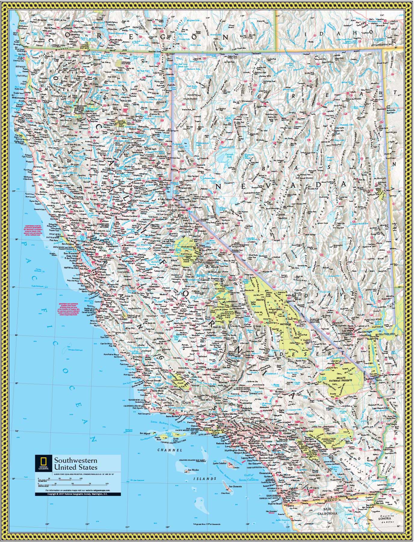 Southwestern US Wall Map By National Geographic MapSales   Southwestern Us 