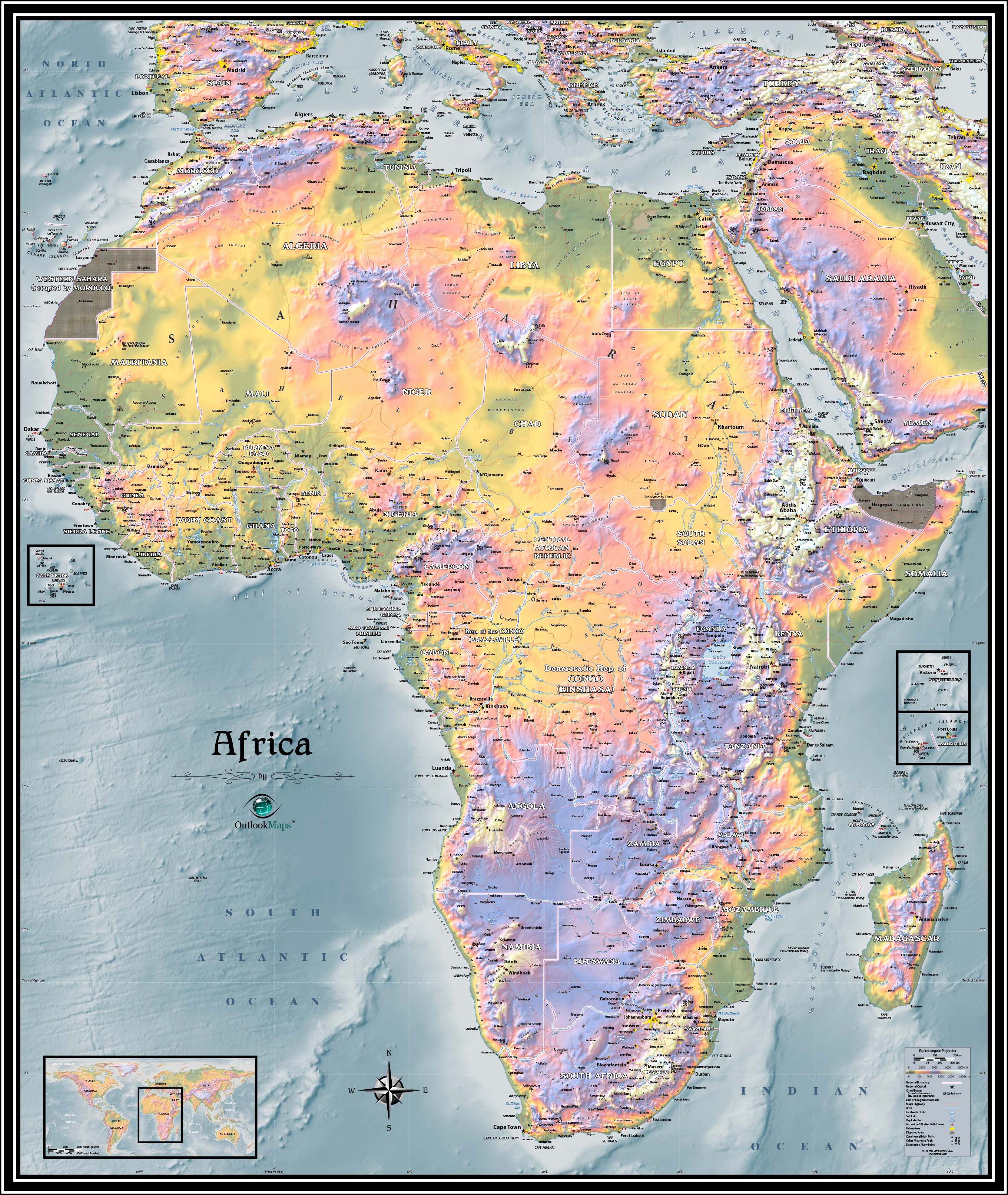 Africa Physical Wall Map A Comprehensive Physical Map Of Africa Porn Sex Picture 0471