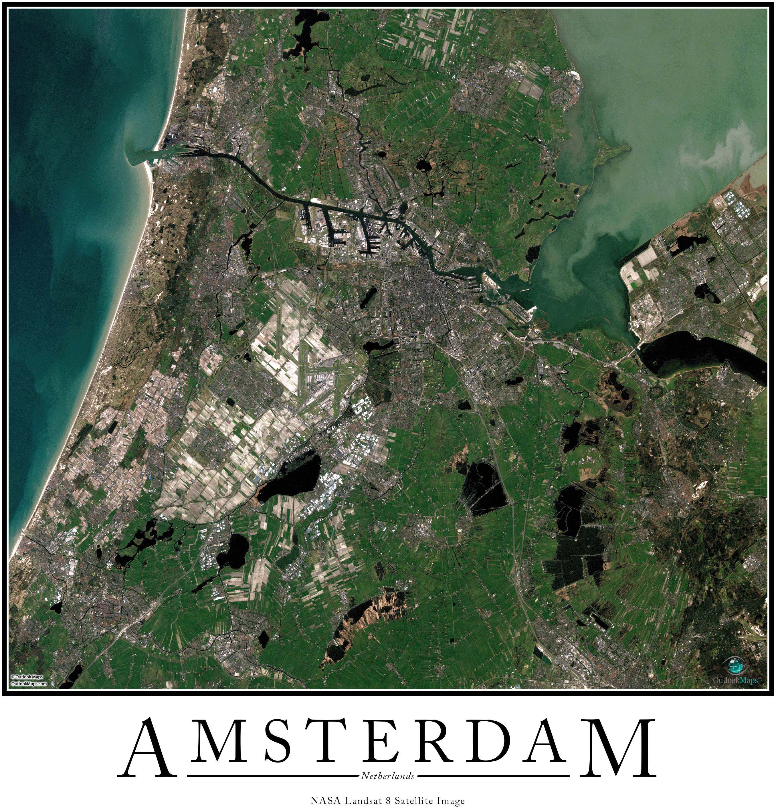 Amsterdam Wall Map by Outlook Maps - MapSales