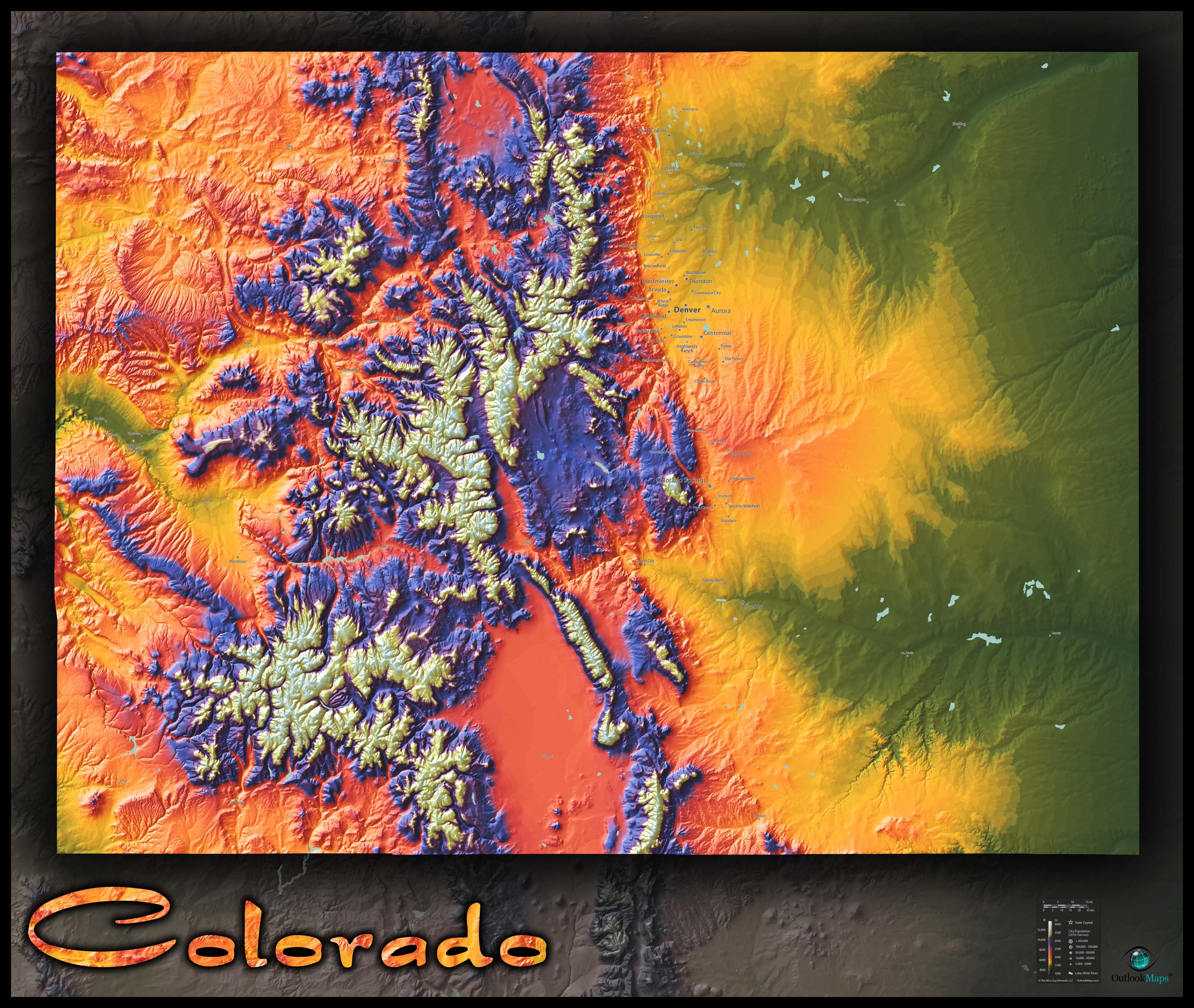 Colorado Topo Wall Map By Outlook Maps Mapsales 3078