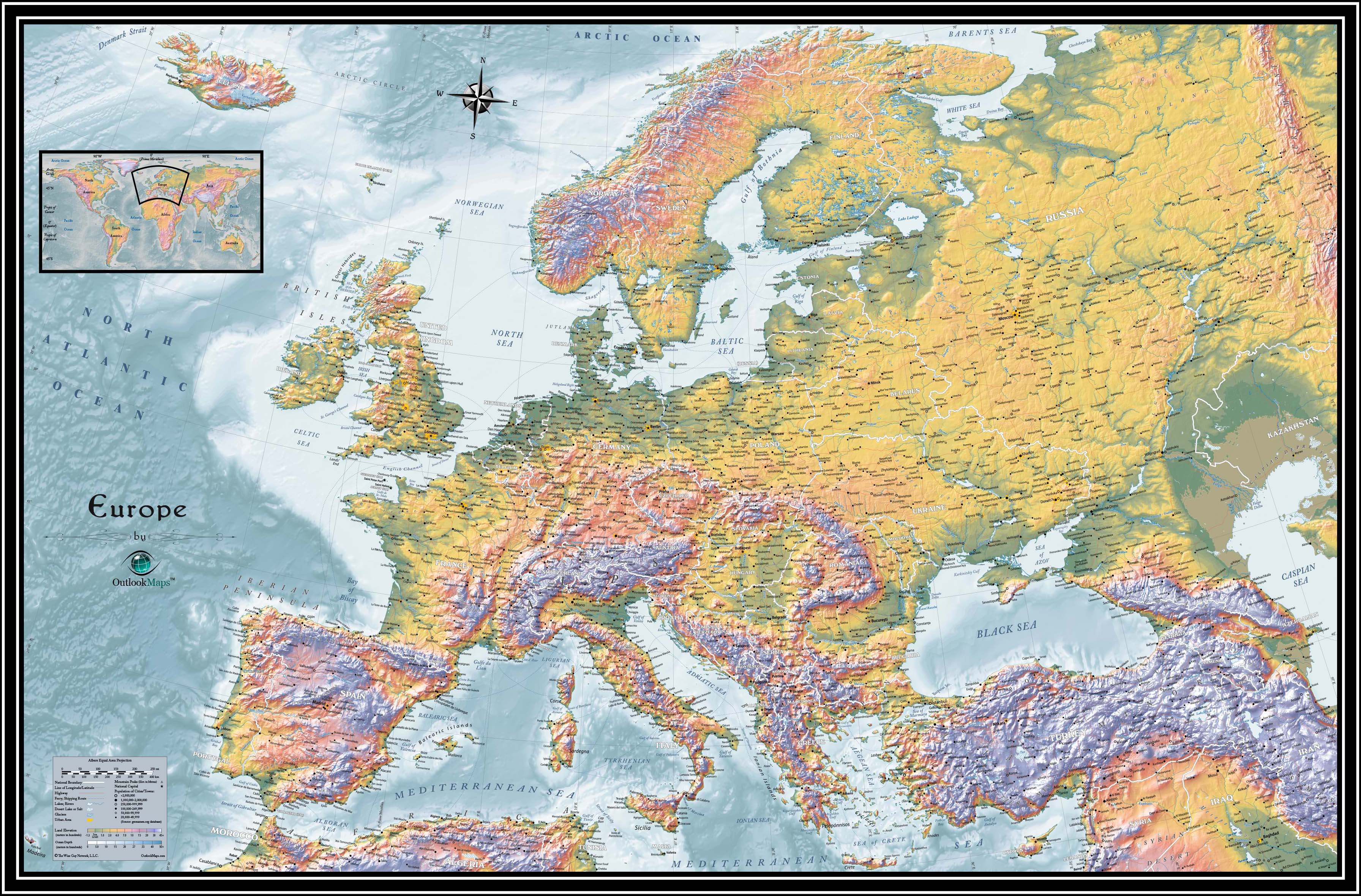 Europe Physical Features Map - United States Map