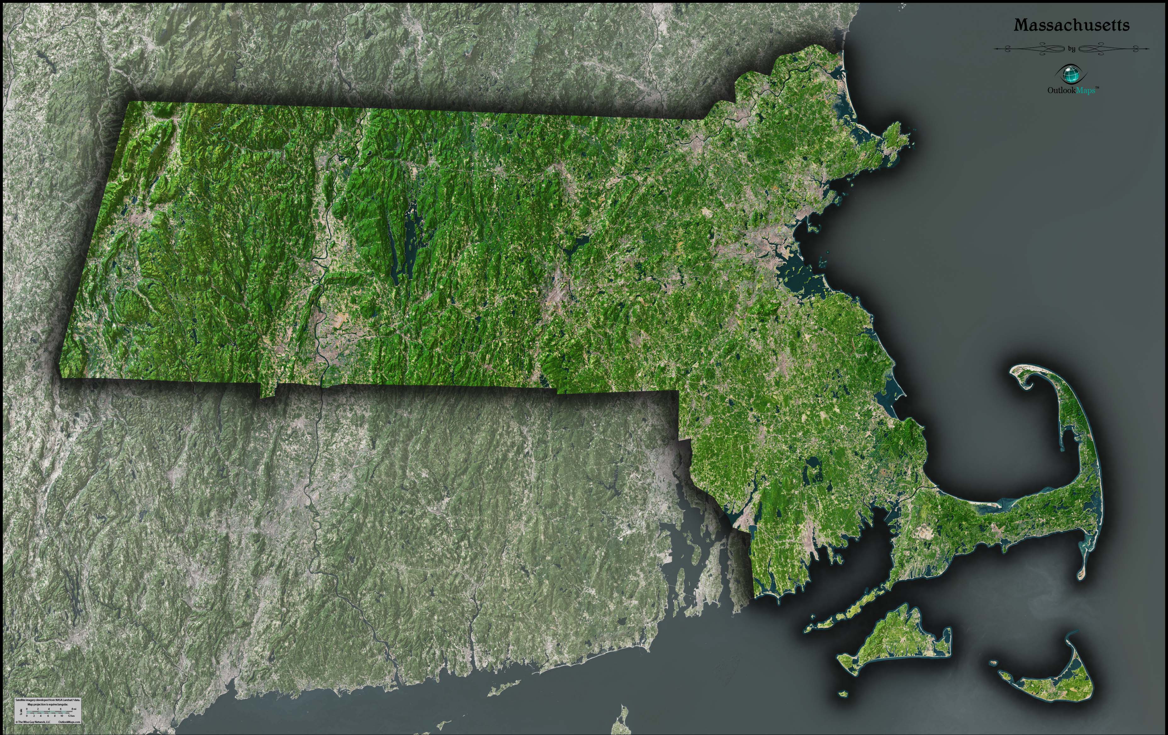 massachusetts-satellite-wall-map-by-outlook-maps-mapsales