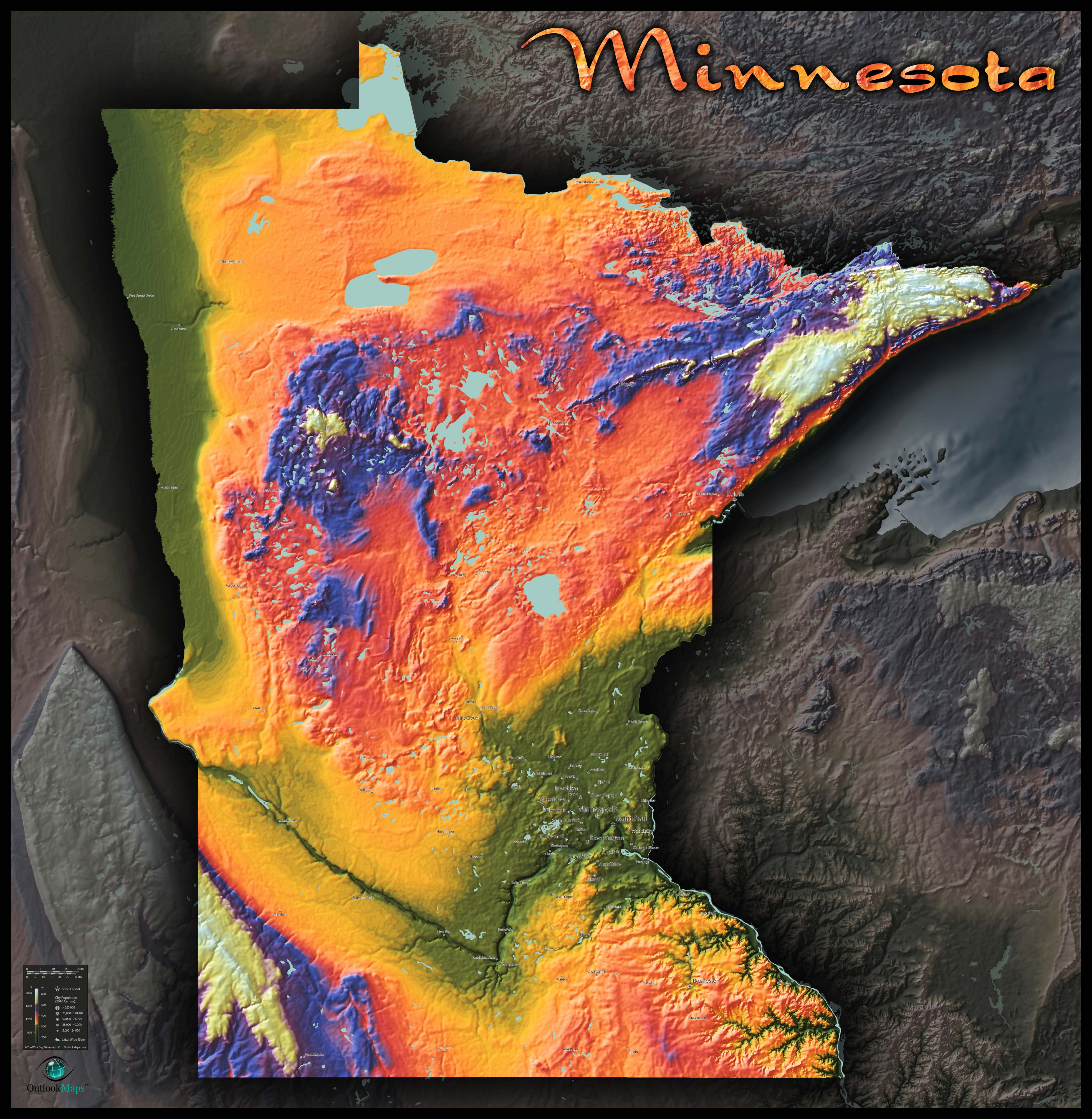 Minnesota Topo Wall Map By Outlook Maps Mapsales - Bank2home.com