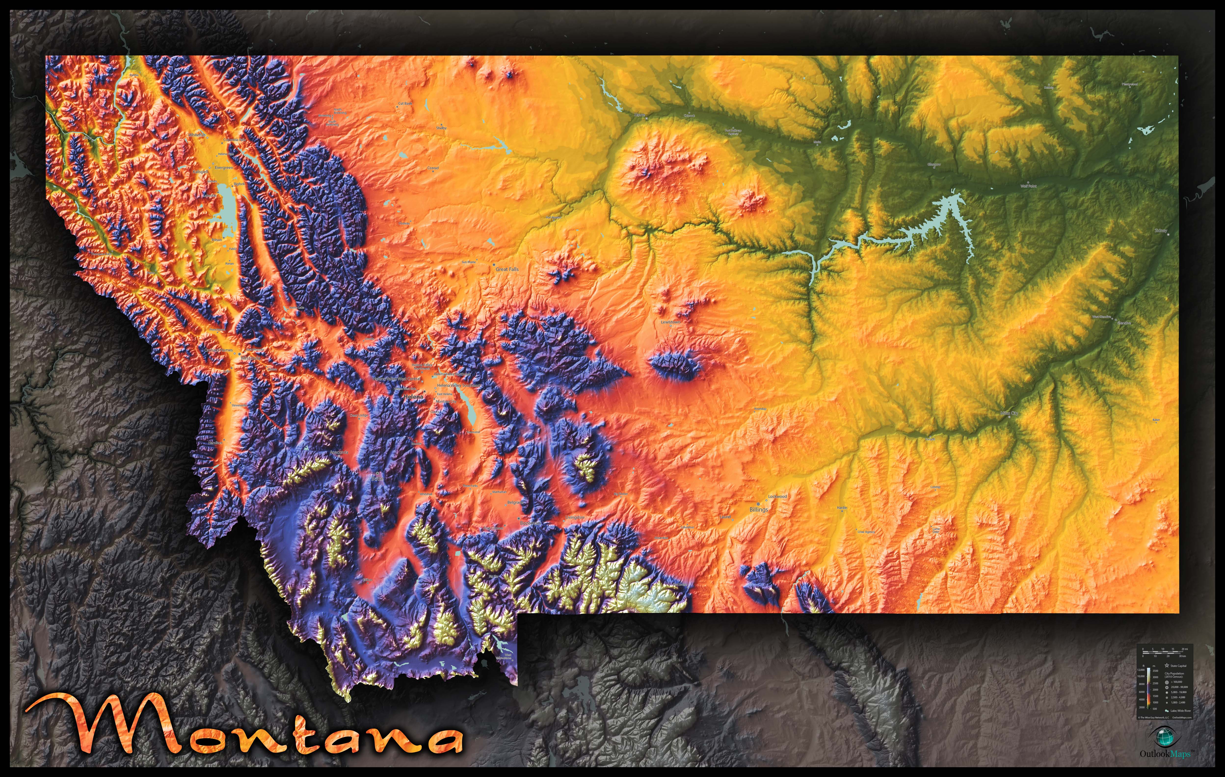Montana Topo Wall Map By Outlook Maps Mapsales 7886