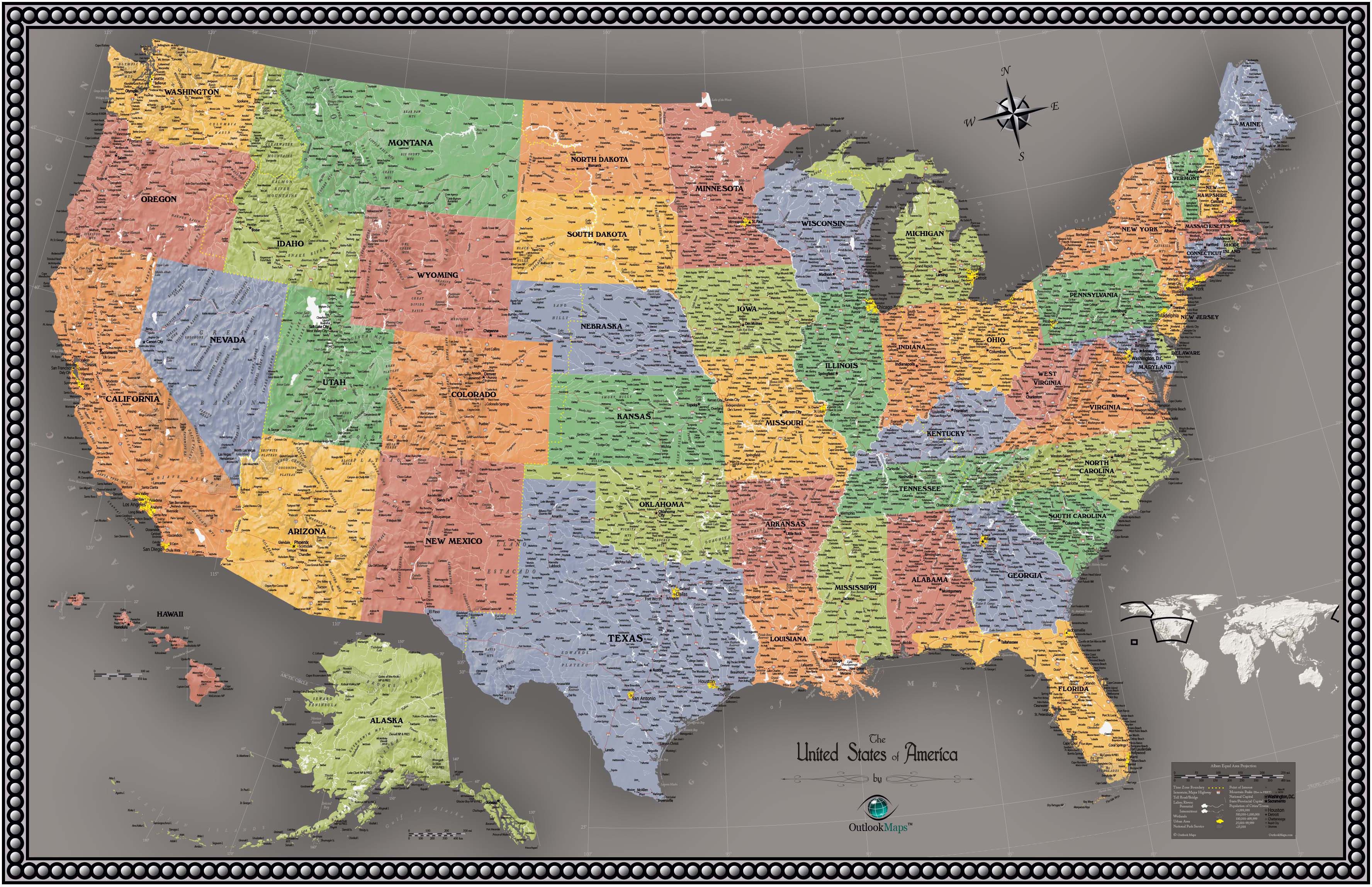 Usa Contemporary Wall Map By Outlook Maps Mapsales 9379
