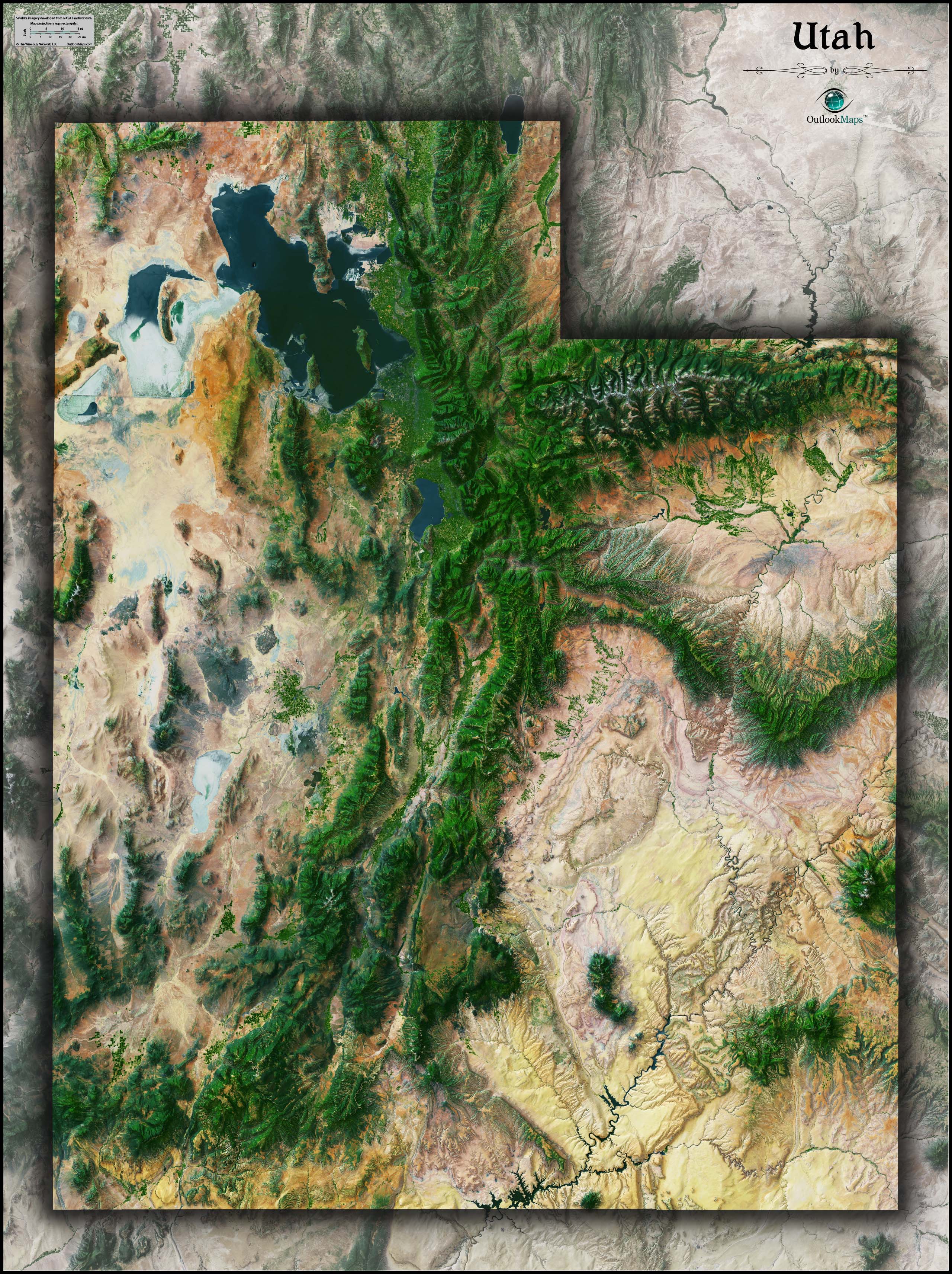 Utah Satellite Wall Map By Outlook Maps Mapsales - vrogue.co