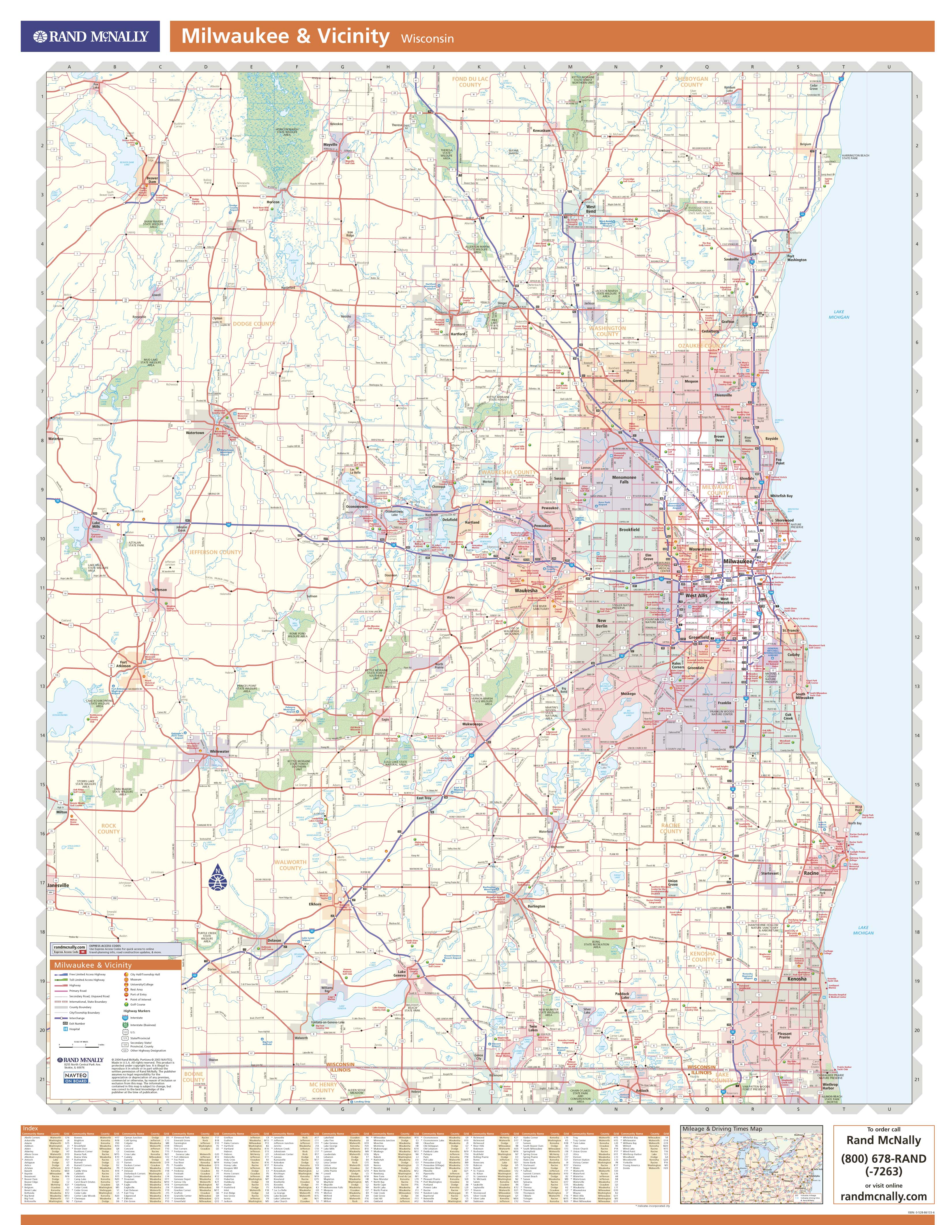 Milwaukee, Wi Vicinity Wall Map By Rand Mcnally - Mapsales