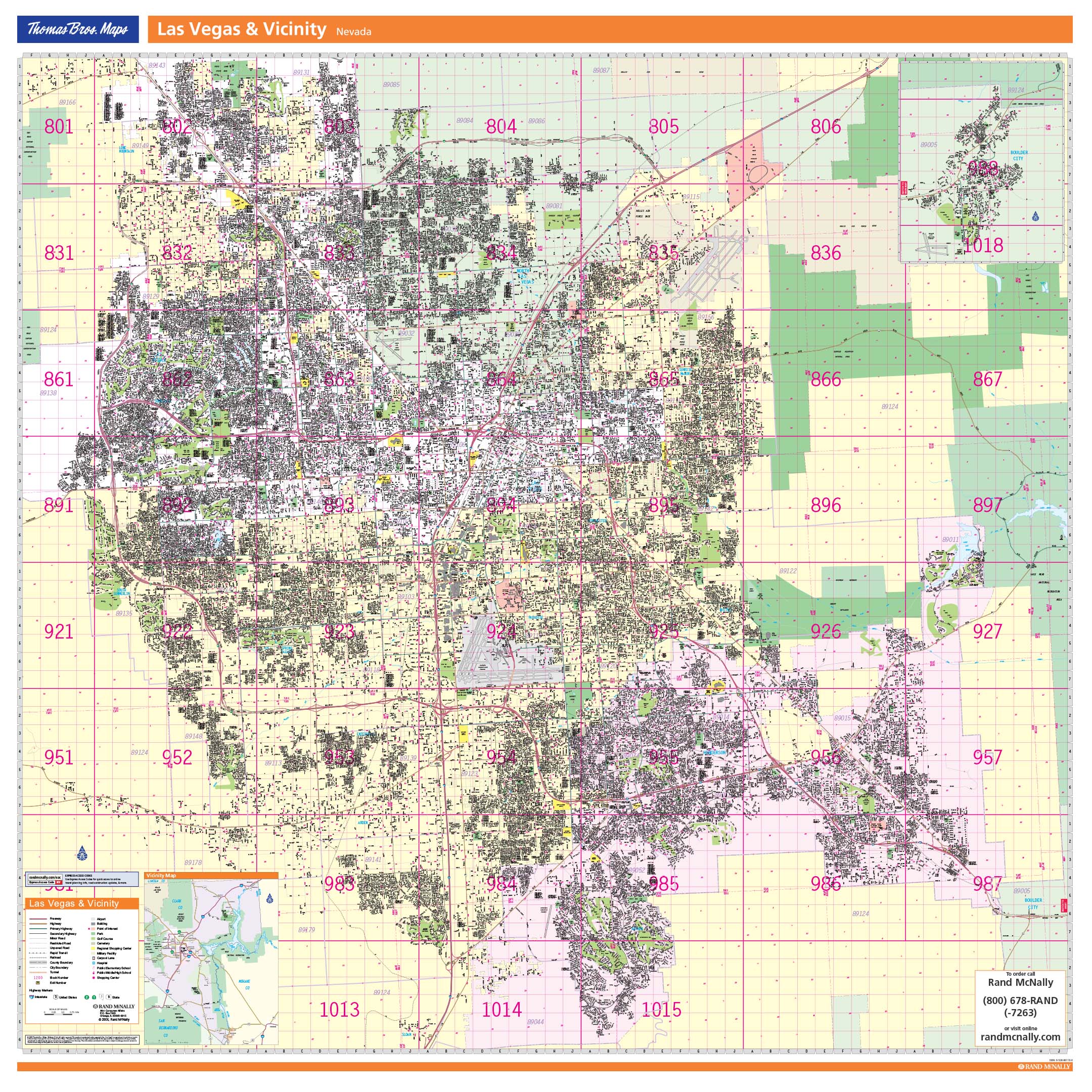 Las Vegas, NV Layout Wall Map by Thomas Brothers Maps - MapSales