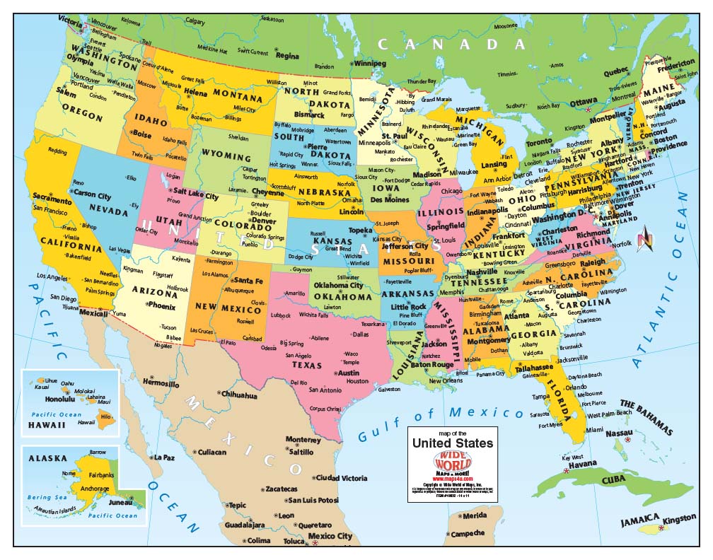 Usa Political Wall Map By Wide World Of Maps Mapsales 3855