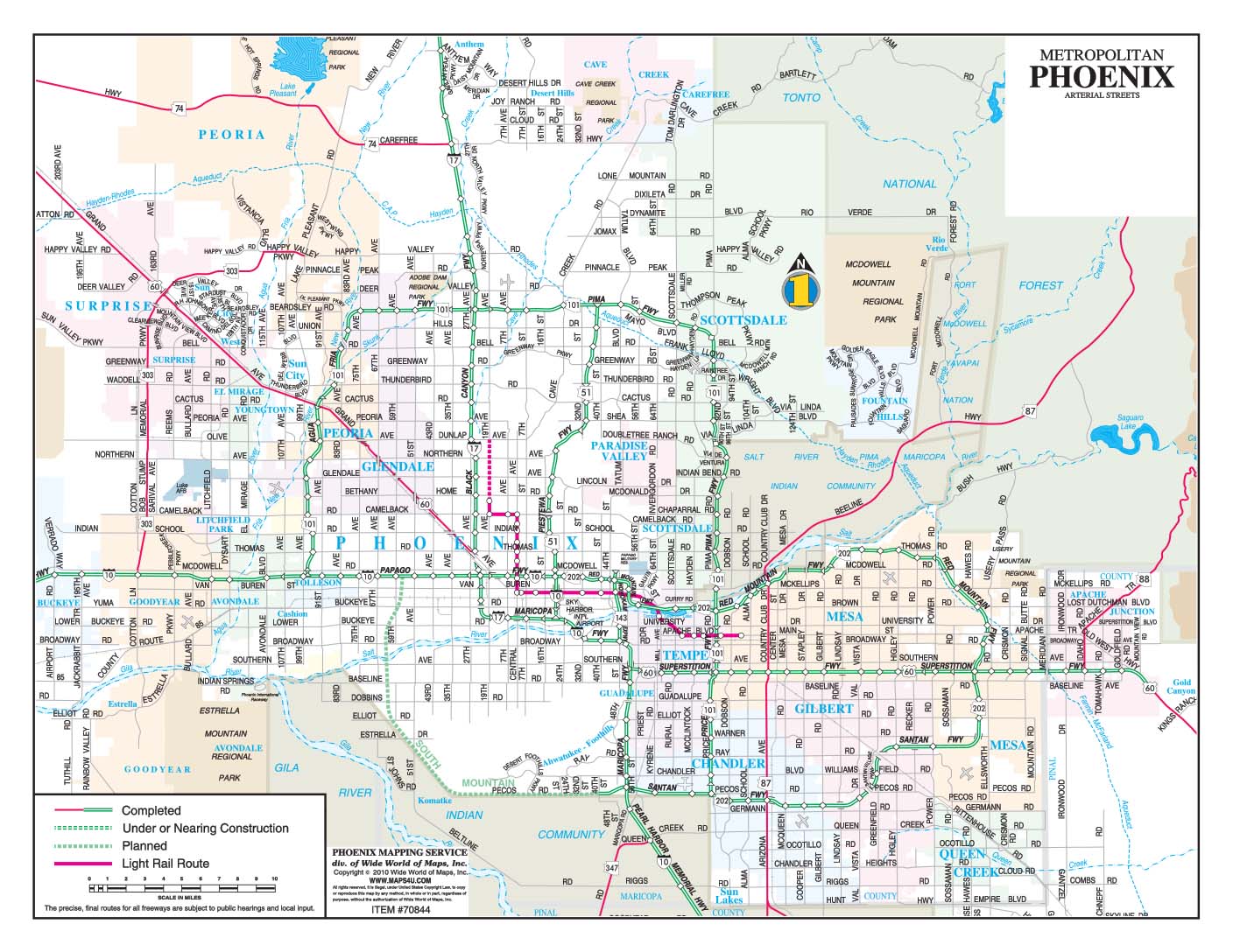 Phoenix Metropolitan Arterial Streets Wall Map by Wide World of Maps ...