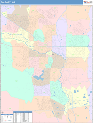 Calgary Wall Map Color Cast Style 2024