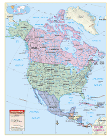 Wall Map of North America