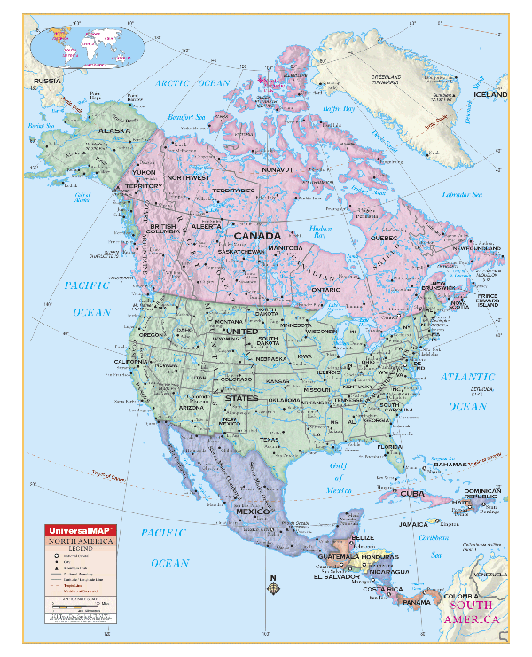 Universal North America Wall Map - MapSales.com