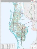 Pinellas County, FL Topo Wall Map by MarketMAPS
