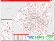 Allegheny County Wall Map Zip Code Red Line Style 2009