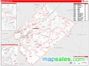 Aiken County Wall Map Zip Code Red Line Style 2009