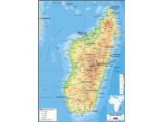 Madagascar Physical Wall Map