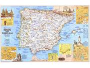 Travelers Spain and Portugal 1984 Wall Map