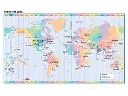 World Time Zone Wall Map