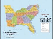Southeastern States Wall Map Southeastern States Wall Map