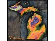 Michigan Topo Wall Map Michigan Topo Wall Map