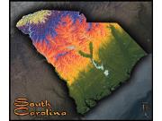 South Carolina Topo Wall Map South Carolina Topo Wall Map