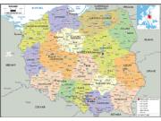 Poland Political Wall Map