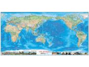 Physical Pacific Centered with World Wonders Wall Map