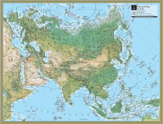 Asia Physical Wall Map By National Geographic Mapsale