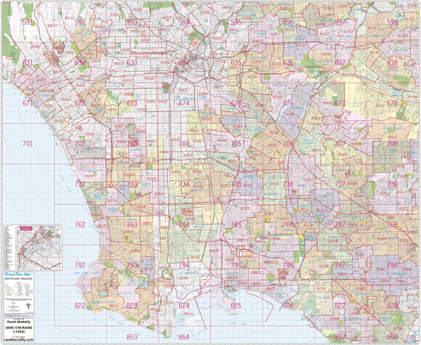 Southern Los Angeles, CA Wall Map by Thomas Brothers Maps - MapSales
