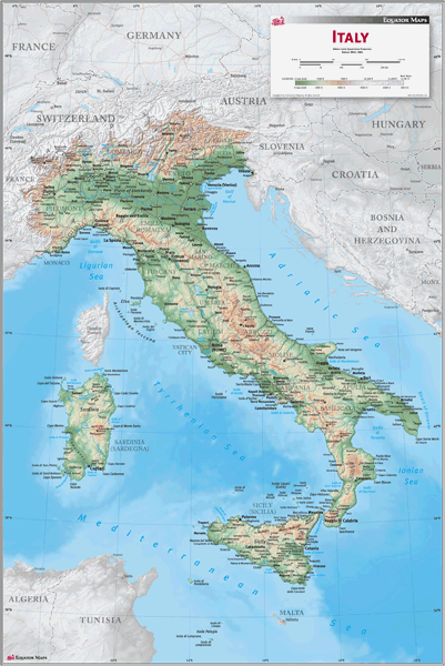 Italy Wall Map by Equator Maps - MapSales