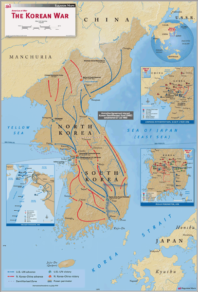 Korean War Wall Map by Equator Maps - MapSales