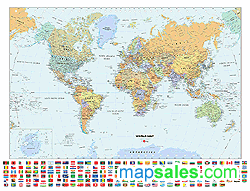 Classic World Wall Map with Flags GeoNova