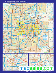 Minneapolis and St. Paul, MN Wall Map GeoNova