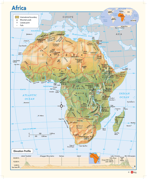 Africa Physical Wall Map by GeoNova - MapSales