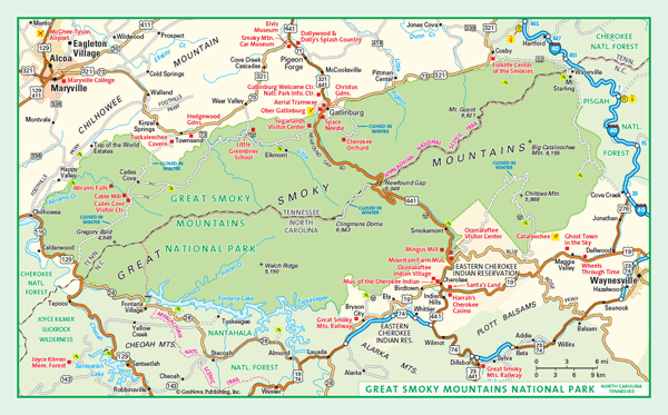Greaty Smoky Mountains National Park Wall Map
