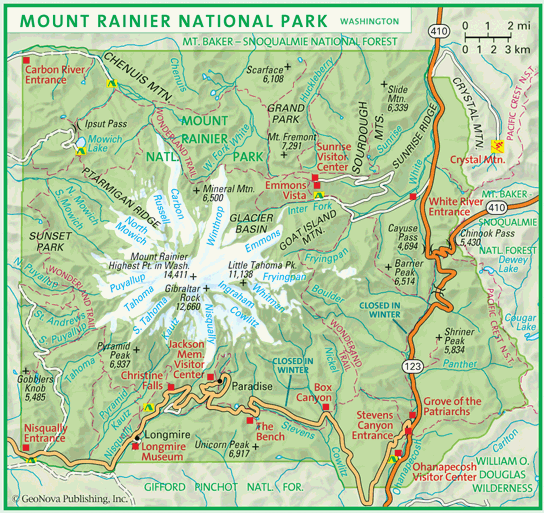 Mount Rainier National Park Wall Map