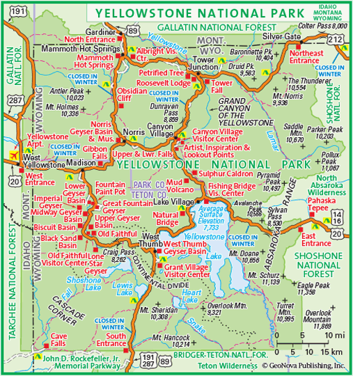 Yellowstone National Park Wall Map by GeoNova