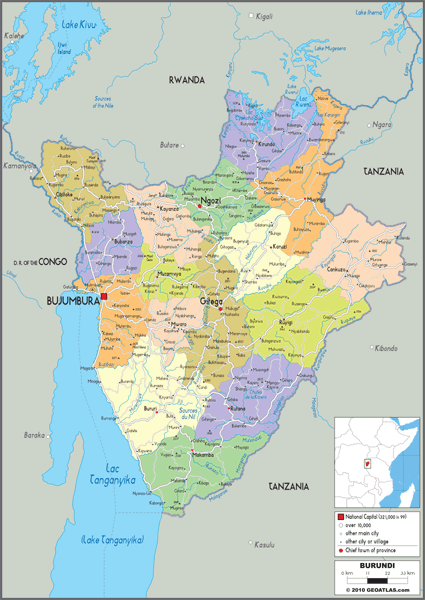 Burundi Political Wall Map by GraphiOgre - MapSales