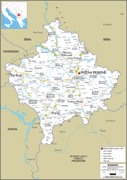 Kosovo Road Wall Map