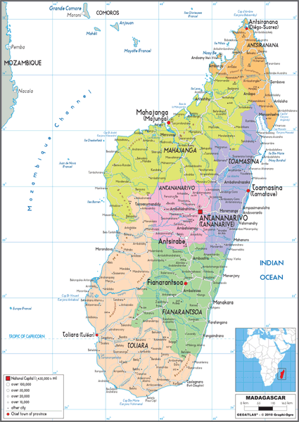 Madagascar Political Wall Map by GraphiOgre - MapSales