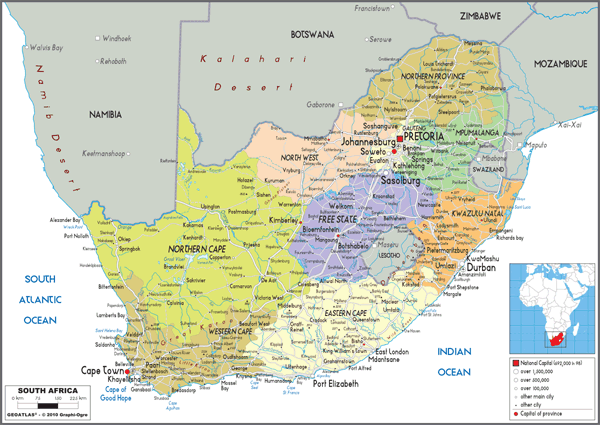 South Africa Political Wall Map by GraphiOgre - MapSales