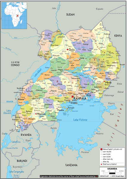 Uganda Political Wall Map by GraphiOgre - MapSales