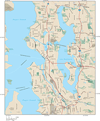 Seattle Metro Area Wall Map by Map Resources