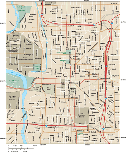 Indianapolis Downtown Wall Map by Map Resources - MapSales