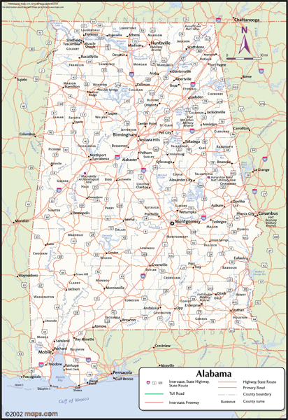 Alabama Wall Map with Counties by Maps.com - MapSales