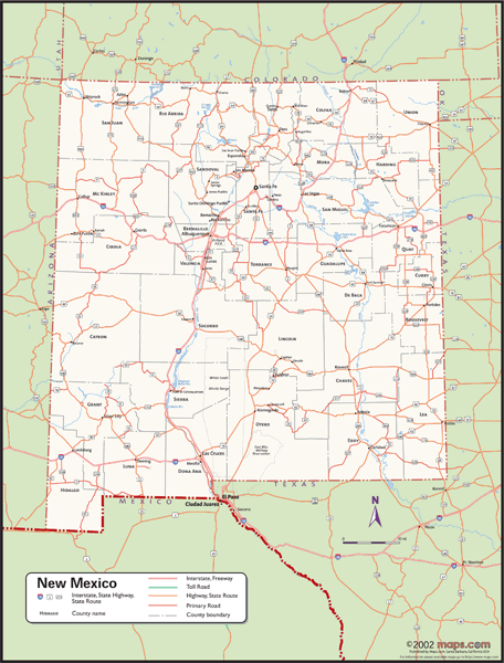 New Mexico Wall Map with Counties