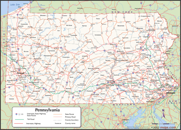 Pennsylvania Wall Map with Counties by Maps.com - MapSales